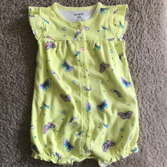 9M Carter’s Baby Girl Romper Butterflies/Rainbows - Picture 1 of 4